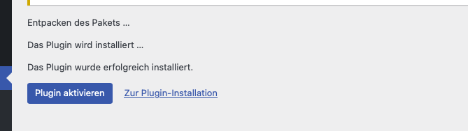 WordPress Meldung nach erfolgreicher Plugin-Installation